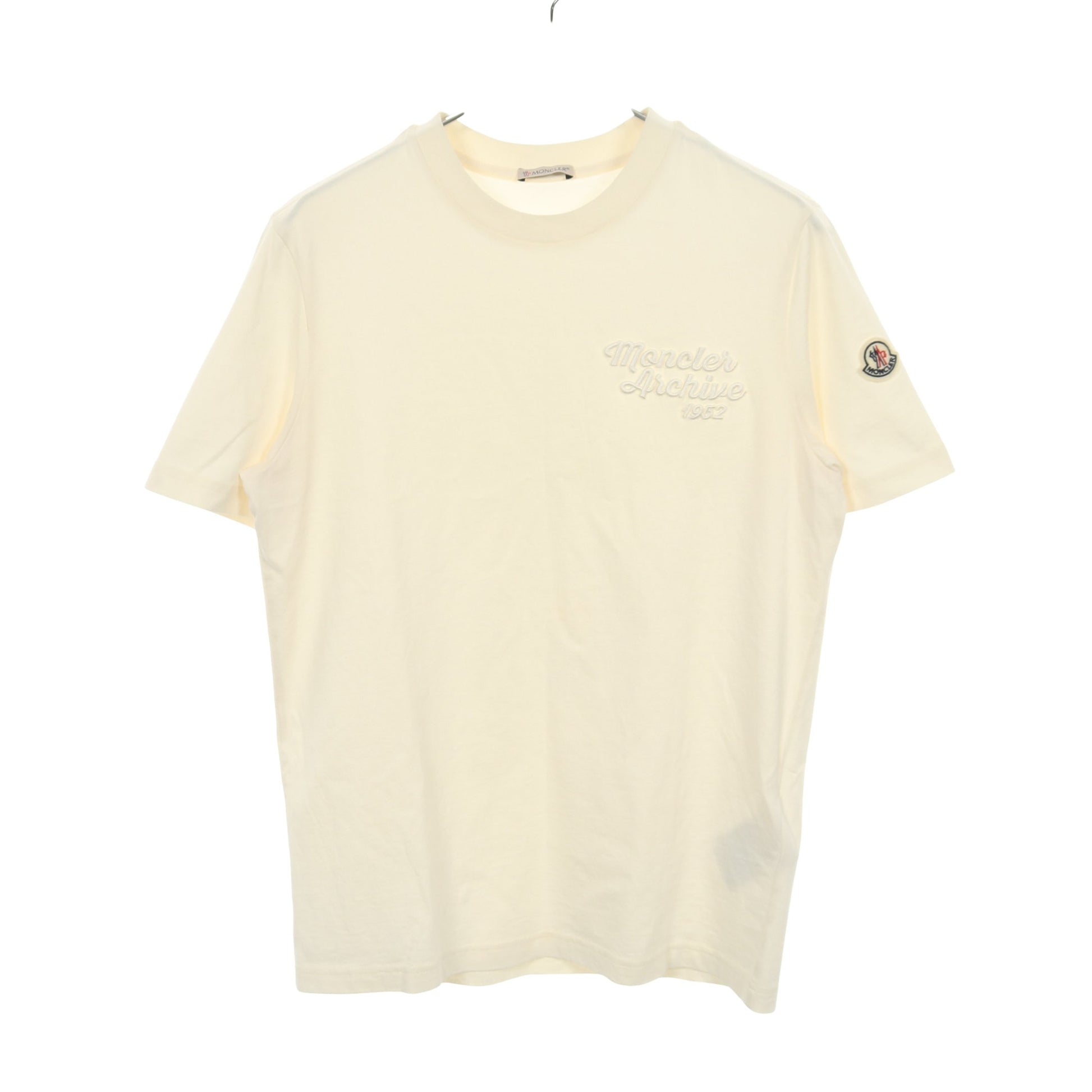 半袖Tシャツ クルーネック ロゴ刺繍 コットン ホワイト モンクレール トップス MONCLER