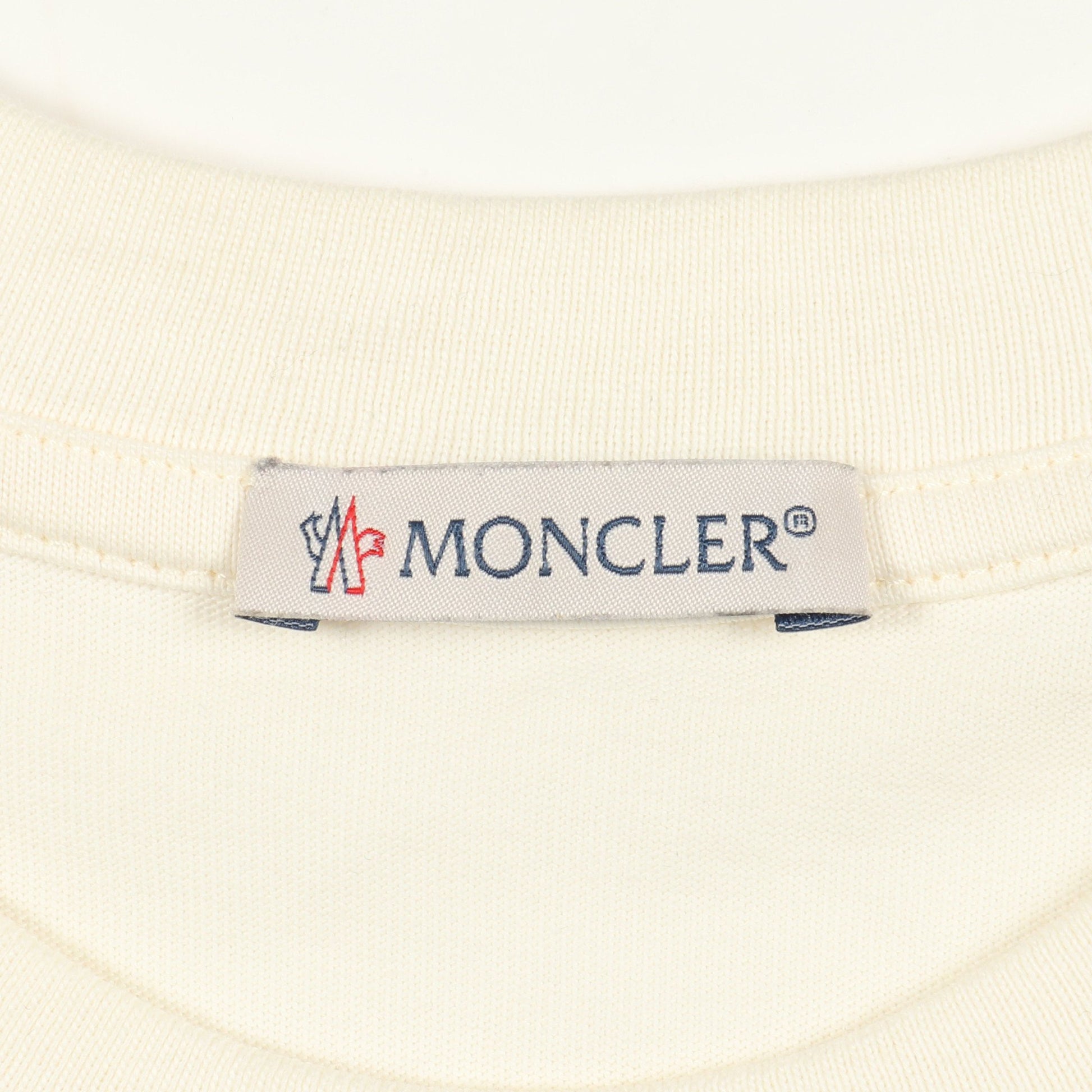 半袖Tシャツ クルーネック ロゴ刺繍 コットン ホワイト モンクレール トップス MONCLER