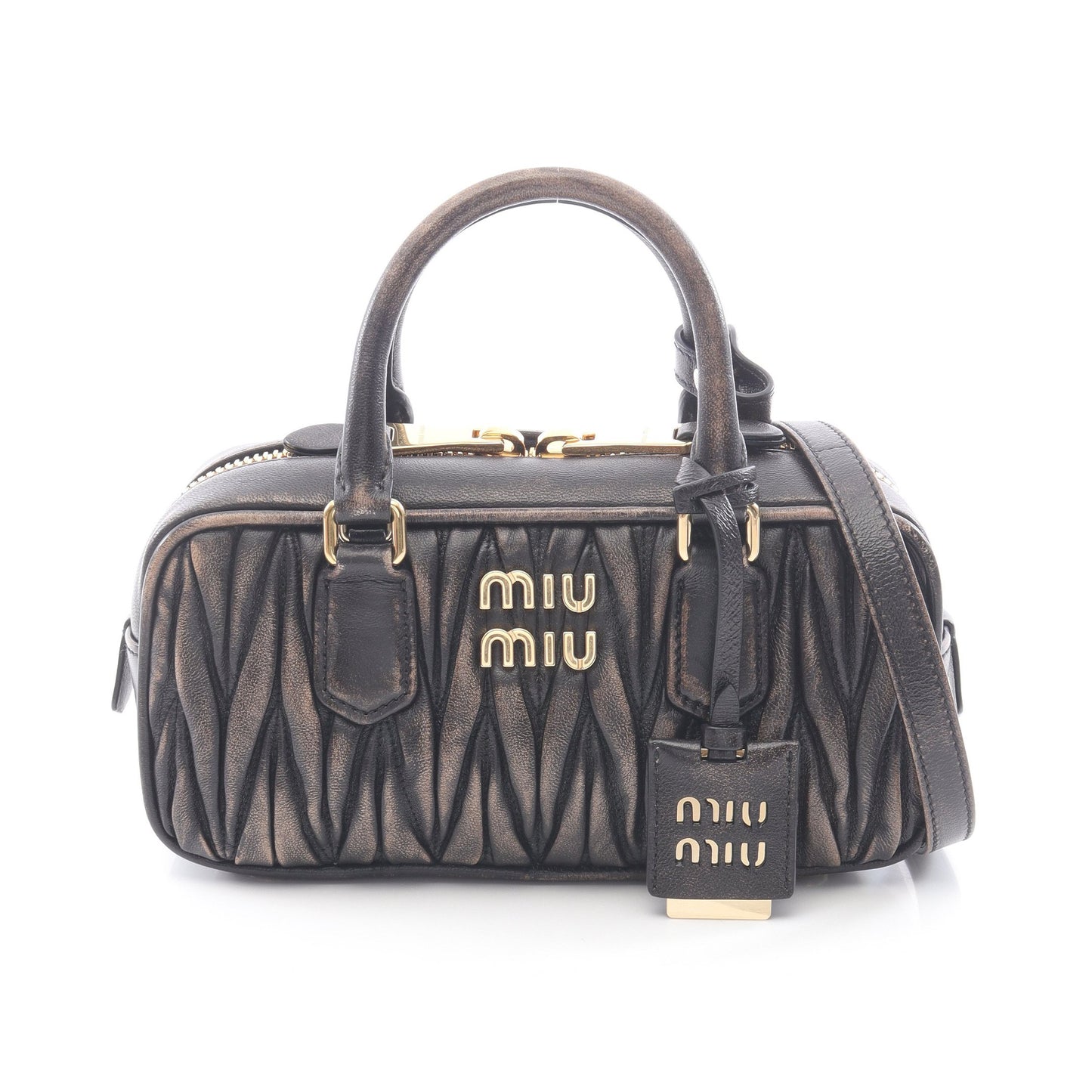 MATELASSE マテラッセ ハンドバッグ レザー ブラウン ヴィンテージ加工 2WAY ミュウミュウ バッグ miu miu