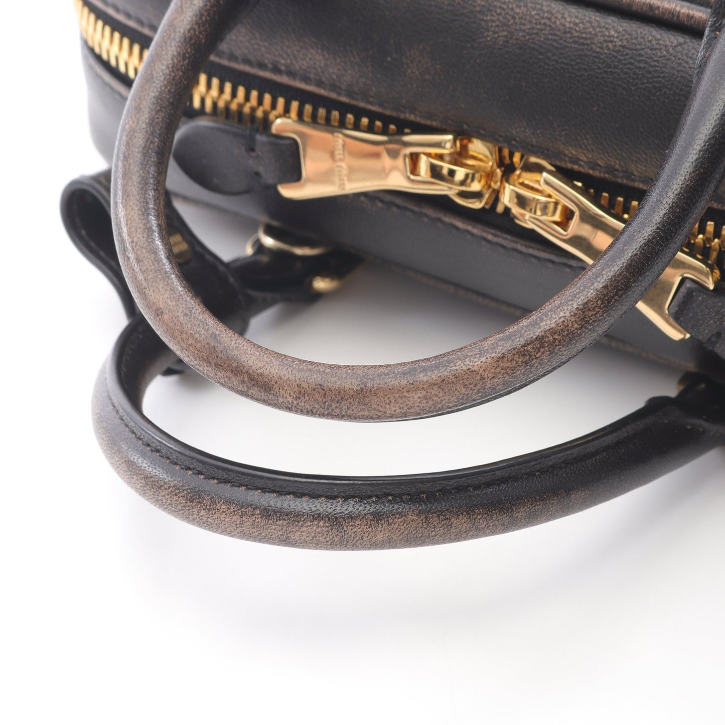 MATELASSE マテラッセ ハンドバッグ レザー ブラウン ヴィンテージ加工 2WAY ミュウミュウ バッグ miu miu