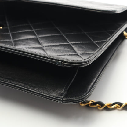 マトラッセ シングルフラップ チェーンショルダーバッグ ラムスキン ブラック ゴールド金具 シャネル バッグ CHANEL