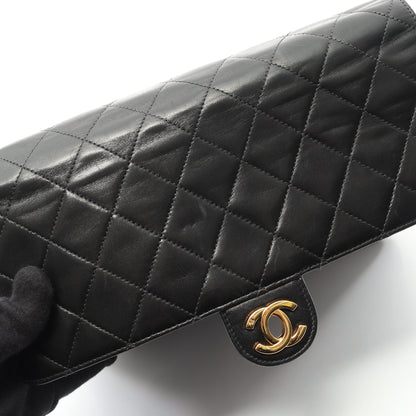 マトラッセ シングルフラップ チェーンショルダーバッグ ラムスキン ブラック ゴールド金具 シャネル バッグ CHANEL