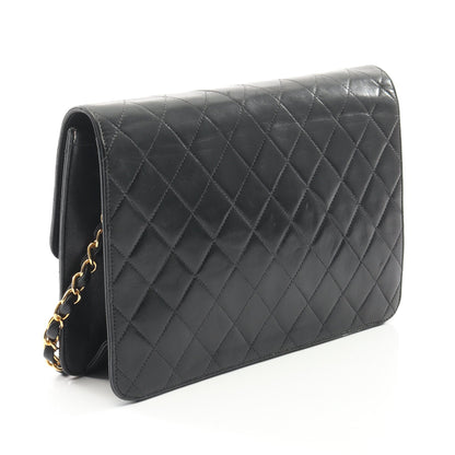 マトラッセ シングルフラップ チェーンショルダーバッグ ラムスキン ブラック ゴールド金具 シャネル バッグ CHANEL