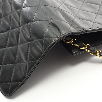 マトラッセ シングルフラップ チェーンショルダーバッグ ラムスキン ブラック ゴールド金具 シャネル バッグ CHANEL