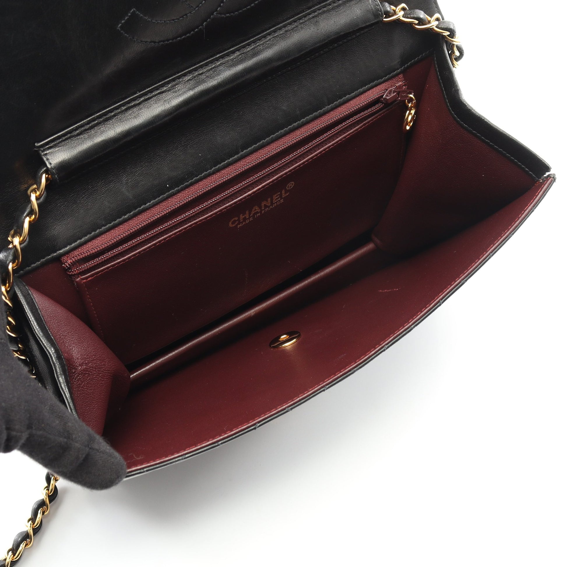 マトラッセ シングルフラップ チェーンショルダーバッグ ラムスキン ブラック ゴールド金具 シャネル バッグ CHANEL