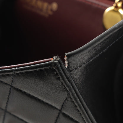 マトラッセ シングルフラップ チェーンショルダーバッグ ラムスキン ブラック ゴールド金具 シャネル バッグ CHANEL