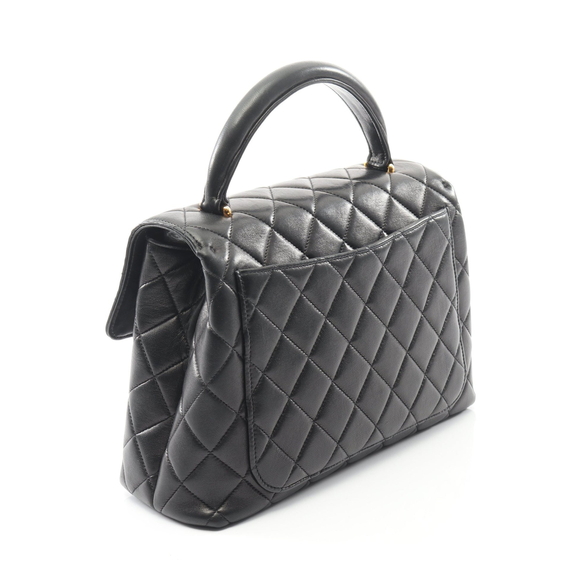 マトラッセ ハンドバッグ ラムスキン ブラック ゴールド金具 シャネル バッグ CHANEL