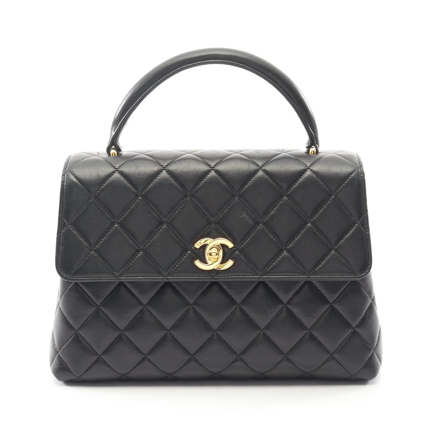マトラッセ ハンドバッグ ラムスキン ブラック ゴールド金具 シャネル バッグ CHANEL