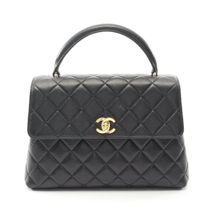 マトラッセ ハンドバッグ ラムスキン ブラック ゴールド金具 シャネル バッグ CHANEL