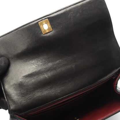 マトラッセ ハンドバッグ ラムスキン ブラック ゴールド金具 シャネル バッグ CHANEL