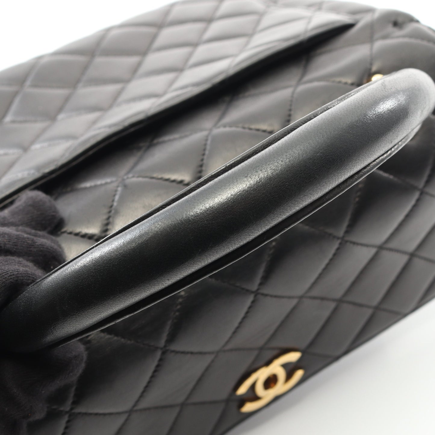 マトラッセ ハンドバッグ ラムスキン ブラック ゴールド金具 シャネル バッグ CHANEL