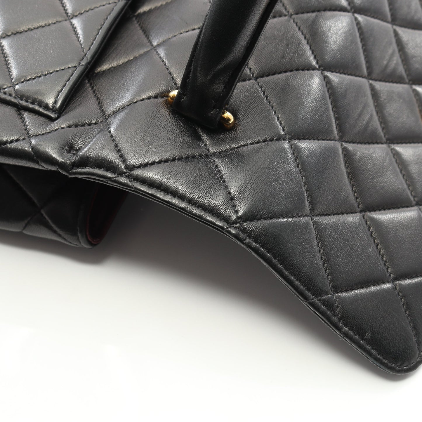 マトラッセ ハンドバッグ ラムスキン ブラック ゴールド金具 シャネル バッグ CHANEL