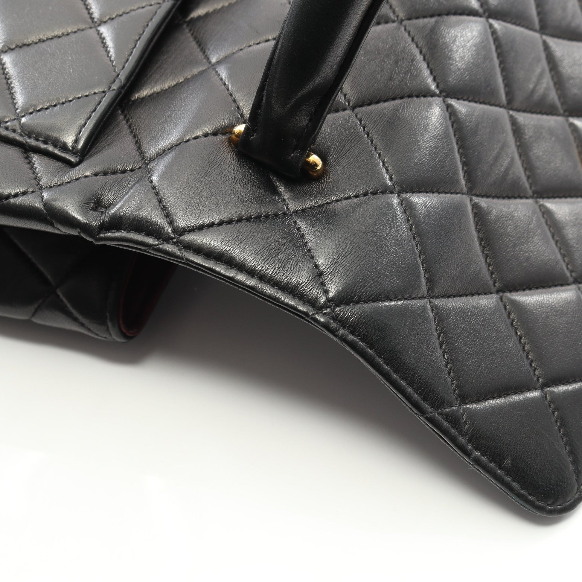 マトラッセ ハンドバッグ ラムスキン ブラック ゴールド金具 シャネル バッグ CHANEL