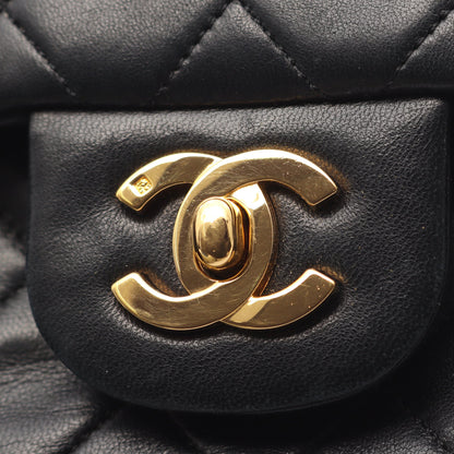 マトラッセ Wフラップ Wチェーンショルダーバッグ ラムスキン ブラック ゴールド金具 シャネル バッグ CHANEL
