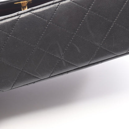マトラッセ Wフラップ Wチェーンショルダーバッグ ラムスキン ブラック ゴールド金具 シャネル バッグ CHANEL