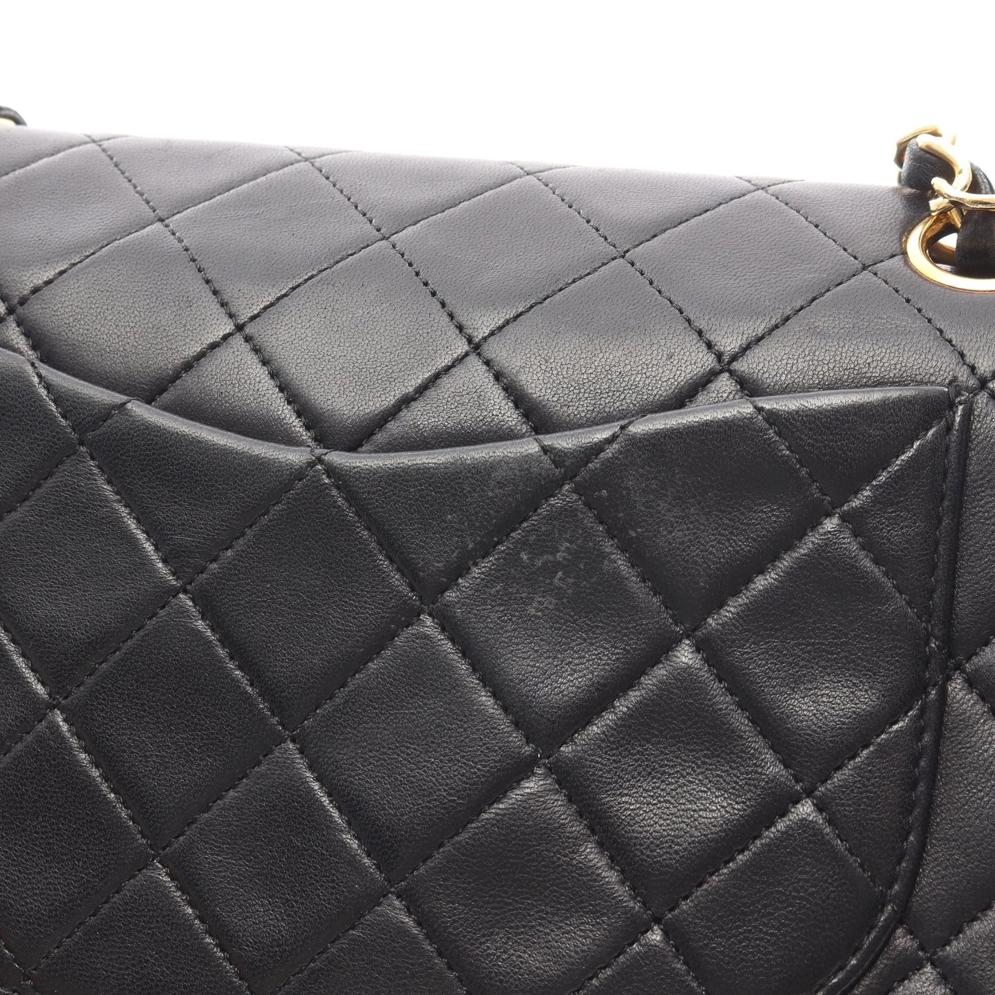マトラッセ Wフラップ Wチェーンショルダーバッグ ラムスキン ブラック ゴールド金具 シャネル バッグ CHANEL