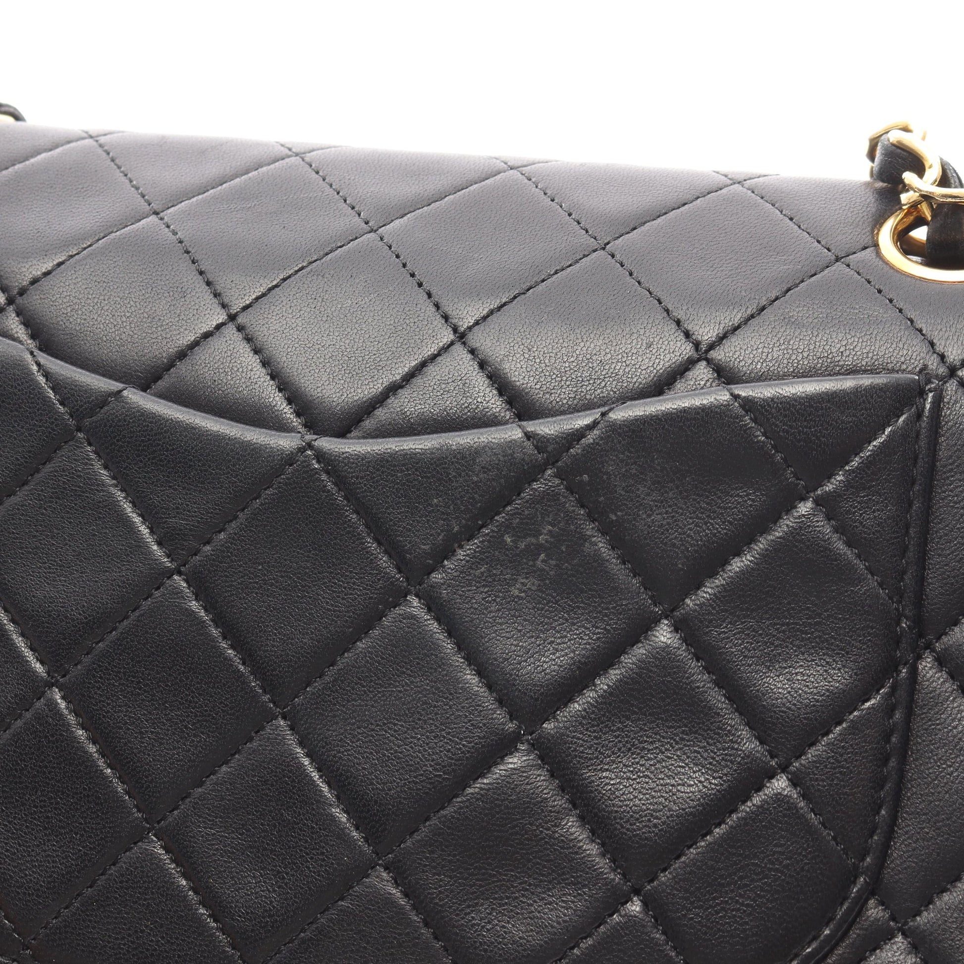 マトラッセ Wフラップ Wチェーンショルダーバッグ ラムスキン ブラック ゴールド金具 シャネル バッグ CHANEL
