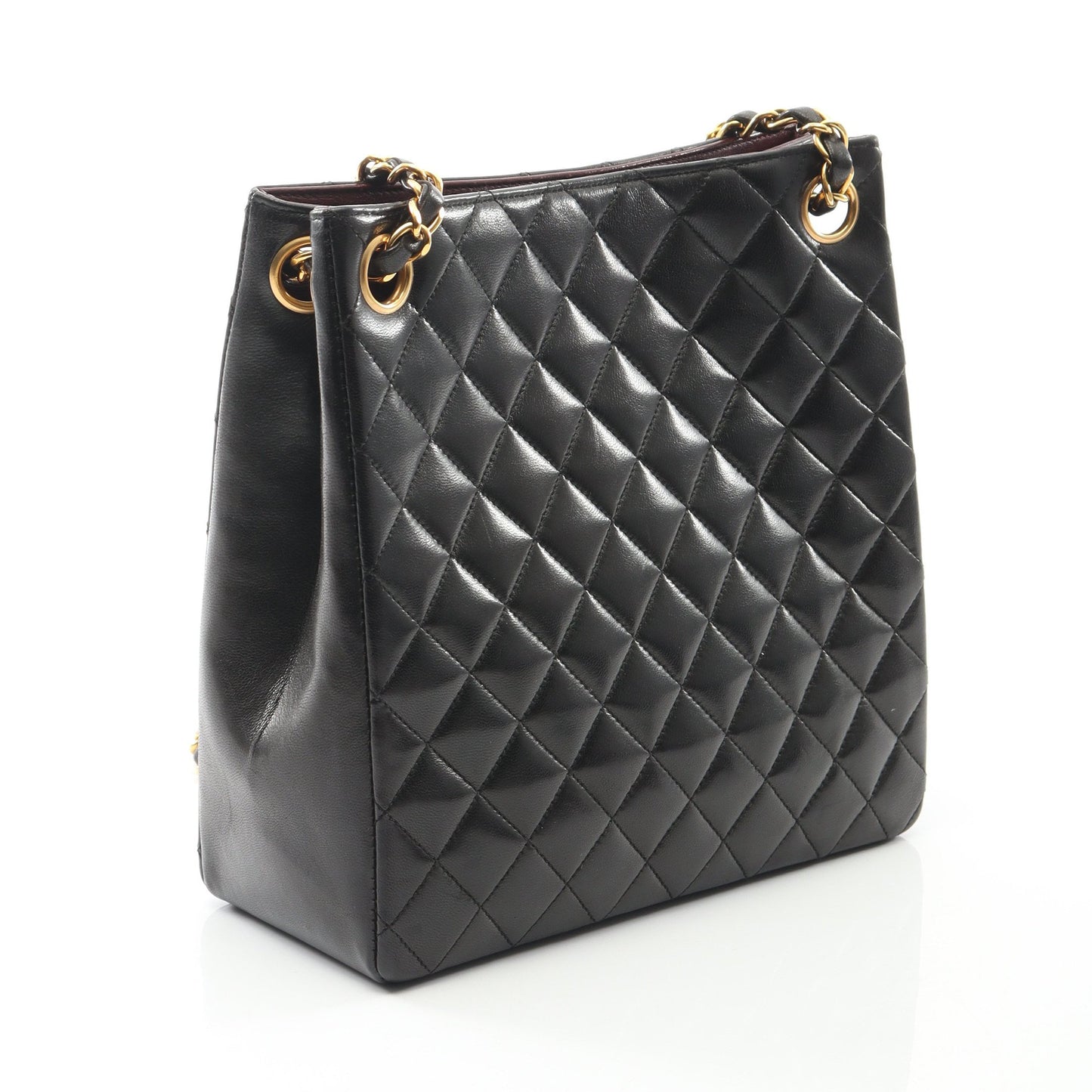マトラッセ チェーンショルダーバッグ チェーントートバッグ ラムスキン ブラック コンビ金具 シャネル バッグ CHANEL