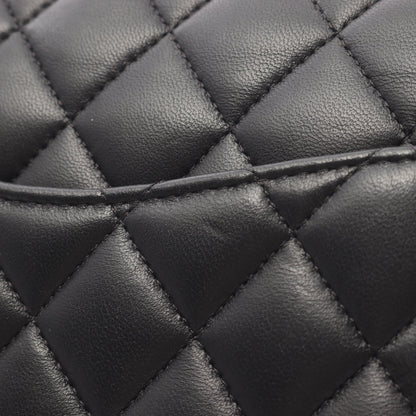 マトラッセ Wフラップ Wチェーンショルダーバッグ ラムスキン ブラック シルバー金具 シャネル バッグ CHANEL