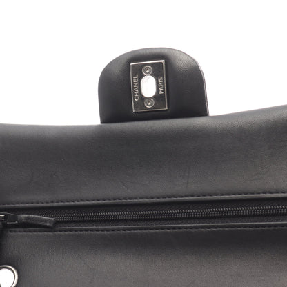 マトラッセ Wフラップ Wチェーンショルダーバッグ ラムスキン ブラック シルバー金具 シャネル バッグ CHANEL