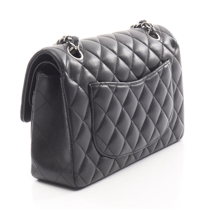 マトラッセ Wフラップ Wチェーンショルダーバッグ ラムスキン ブラック シルバー金具 シャネル バッグ CHANEL