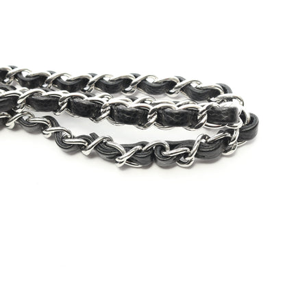 マトラッセ Wフラップ Wチェーンショルダーバッグ キャビアスキン ブラック シルバー金具 シャネル バッグ CHANEL