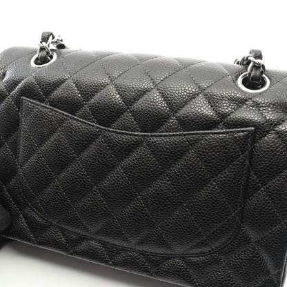 マトラッセ Wフラップ Wチェーンショルダーバッグ キャビアスキン ブラック シルバー金具 シャネル バッグ CHANEL