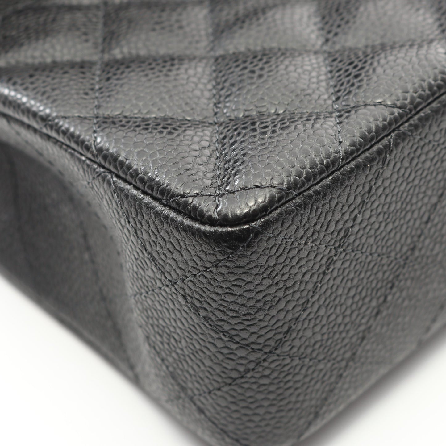 マトラッセ Wフラップ Wチェーンショルダーバッグ キャビアスキン ブラック シルバー金具 シャネル バッグ CHANEL