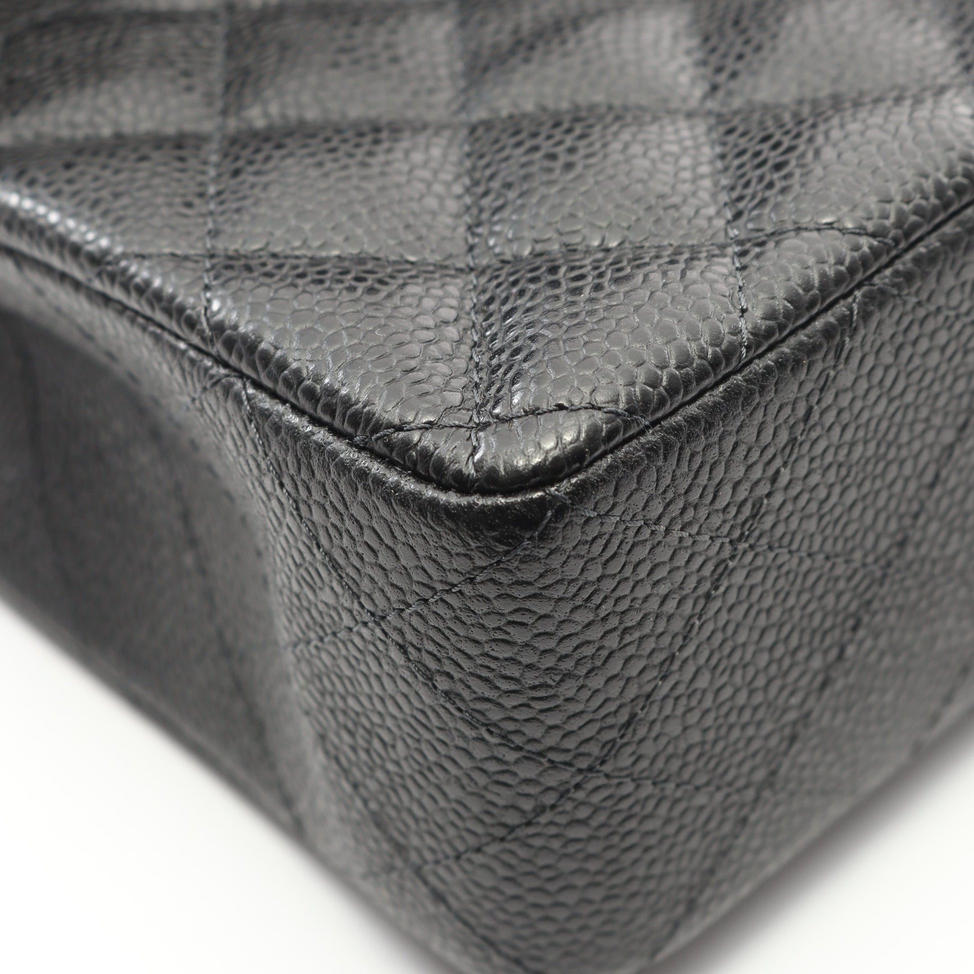 マトラッセ Wフラップ Wチェーンショルダーバッグ キャビアスキン ブラック シルバー金具 シャネル バッグ CHANEL