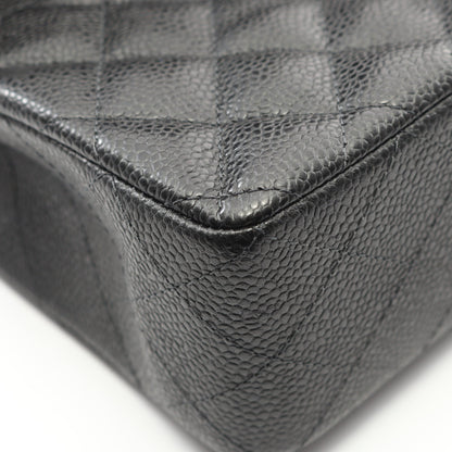 マトラッセ Wフラップ Wチェーンショルダーバッグ キャビアスキン ブラック シルバー金具 シャネル バッグ CHANEL