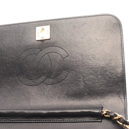 マトラッセ フルフラップ チェーンショルダーバッグ ラムスキン ブラック ゴールド金具 シャネル バッグ CHANEL