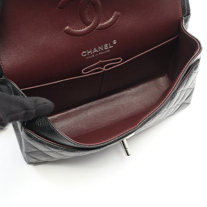 マトラッセ Wフラップ Wチェーンショルダーバッグ キャビアスキン ブラック シルバー金具 シャネル バッグ CHANEL