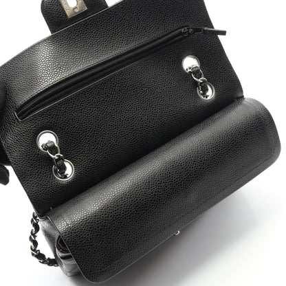 マトラッセ Wフラップ Wチェーンショルダーバッグ キャビアスキン ブラック シルバー金具 シャネル バッグ CHANEL