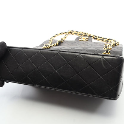 マトラッセ Wフラップ Wチェーンショルダーバッグ ラムスキン ブラック ゴールド金具 ヴィンテージ シャネル バッグ CHANEL