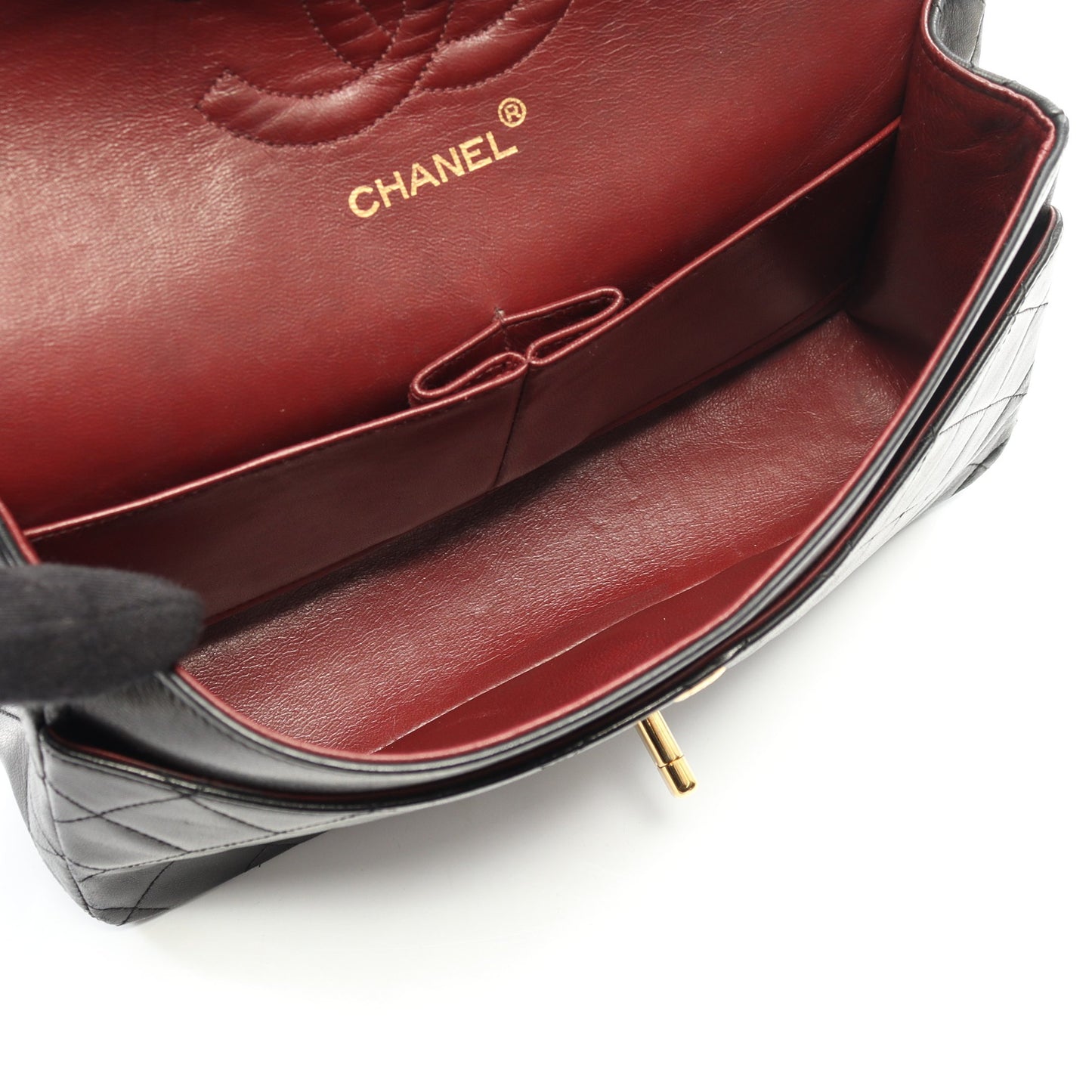 マトラッセ Wフラップ Wチェーンショルダーバッグ ラムスキン ブラック ゴールド金具 ヴィンテージ シャネル バッグ CHANEL