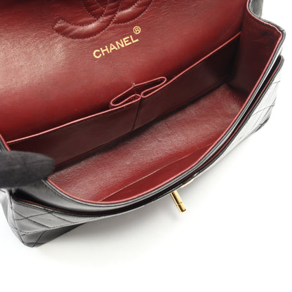 マトラッセ Wフラップ Wチェーンショルダーバッグ ラムスキン ブラック ゴールド金具 ヴィンテージ シャネル バッグ CHANEL