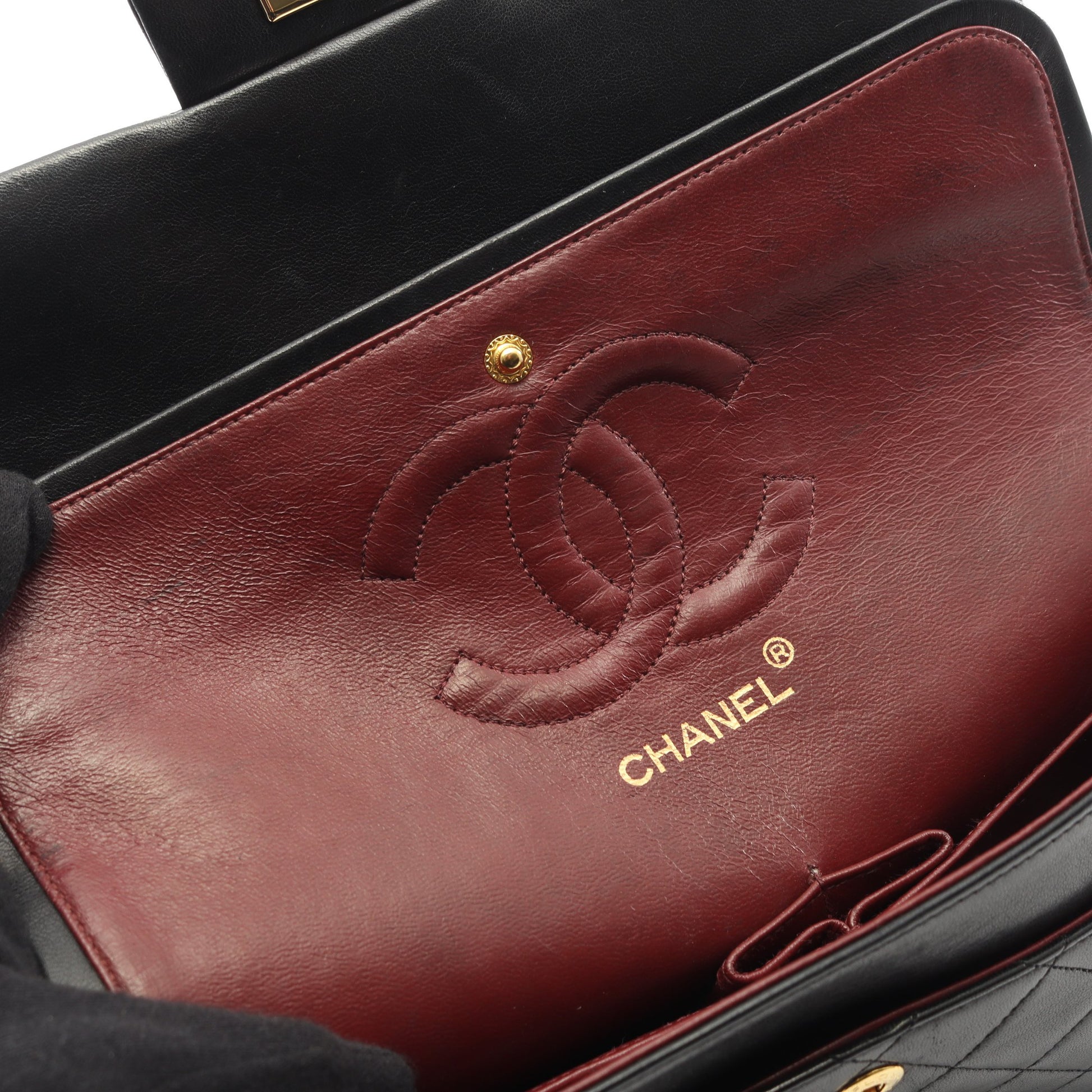マトラッセ Wフラップ Wチェーンショルダーバッグ ラムスキン ブラック ゴールド金具 ヴィンテージ シャネル バッグ CHANEL