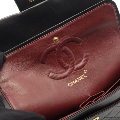 マトラッセ Wフラップ Wチェーンショルダーバッグ ラムスキン ブラック ゴールド金具 ヴィンテージ シャネル バッグ CHANEL
