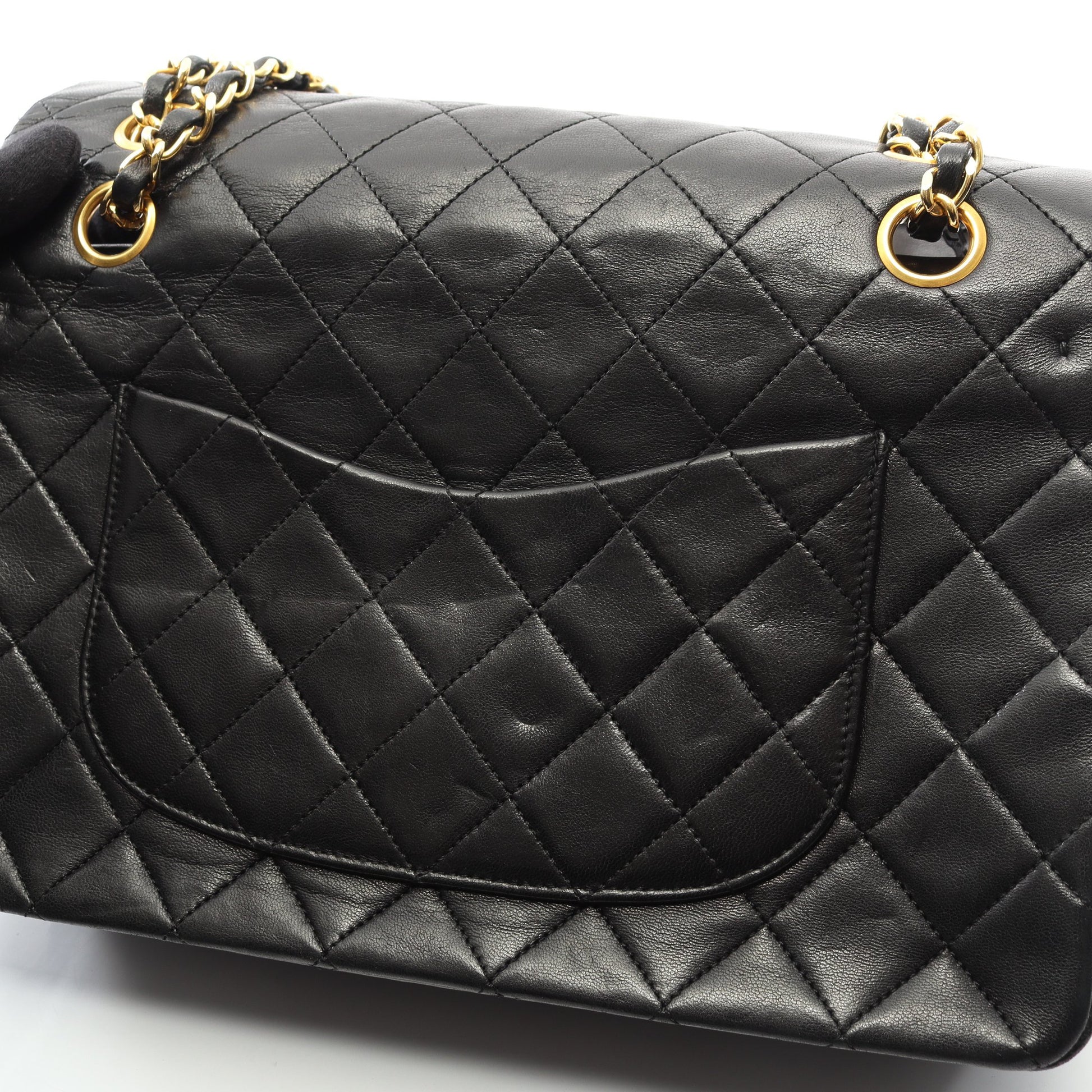 マトラッセ Wフラップ Wチェーンショルダーバッグ ラムスキン ブラック ゴールド金具 ヴィンテージ シャネル バッグ CHANEL