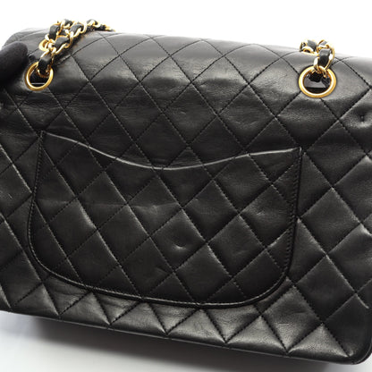 マトラッセ Wフラップ Wチェーンショルダーバッグ ラムスキン ブラック ゴールド金具 ヴィンテージ シャネル バッグ CHANEL