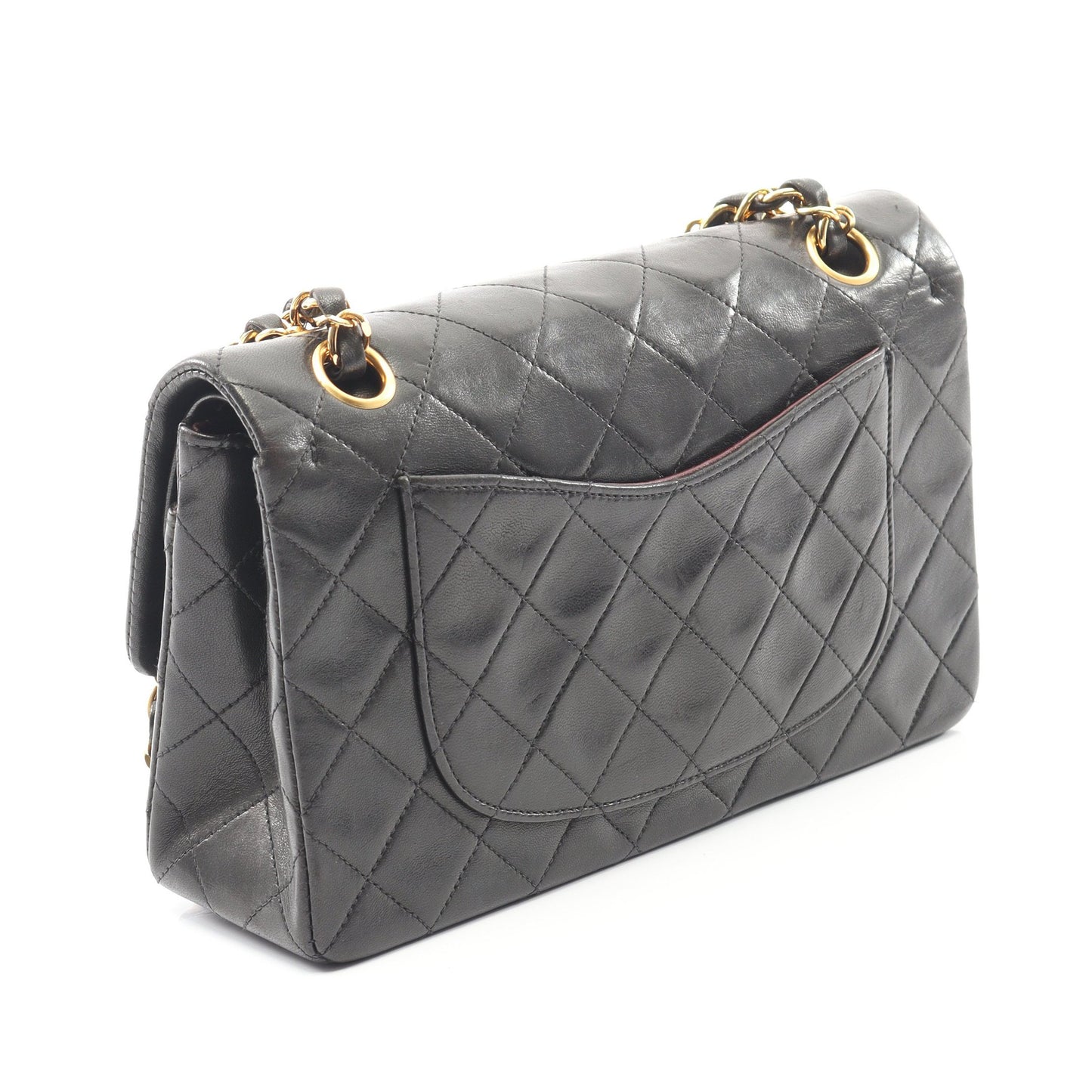 マトラッセ Wフラップ Wチェーンショルダーバッグ ラムスキン ブラック ゴールド金具 シャネル バッグ CHANEL