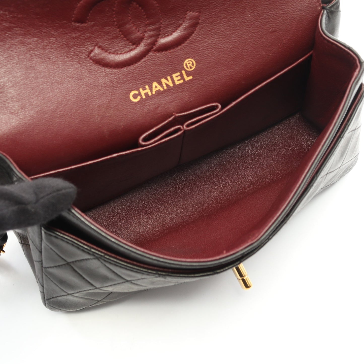 マトラッセ Wフラップ Wチェーンショルダーバッグ ラムスキン ブラック ゴールド金具 シャネル バッグ CHANEL