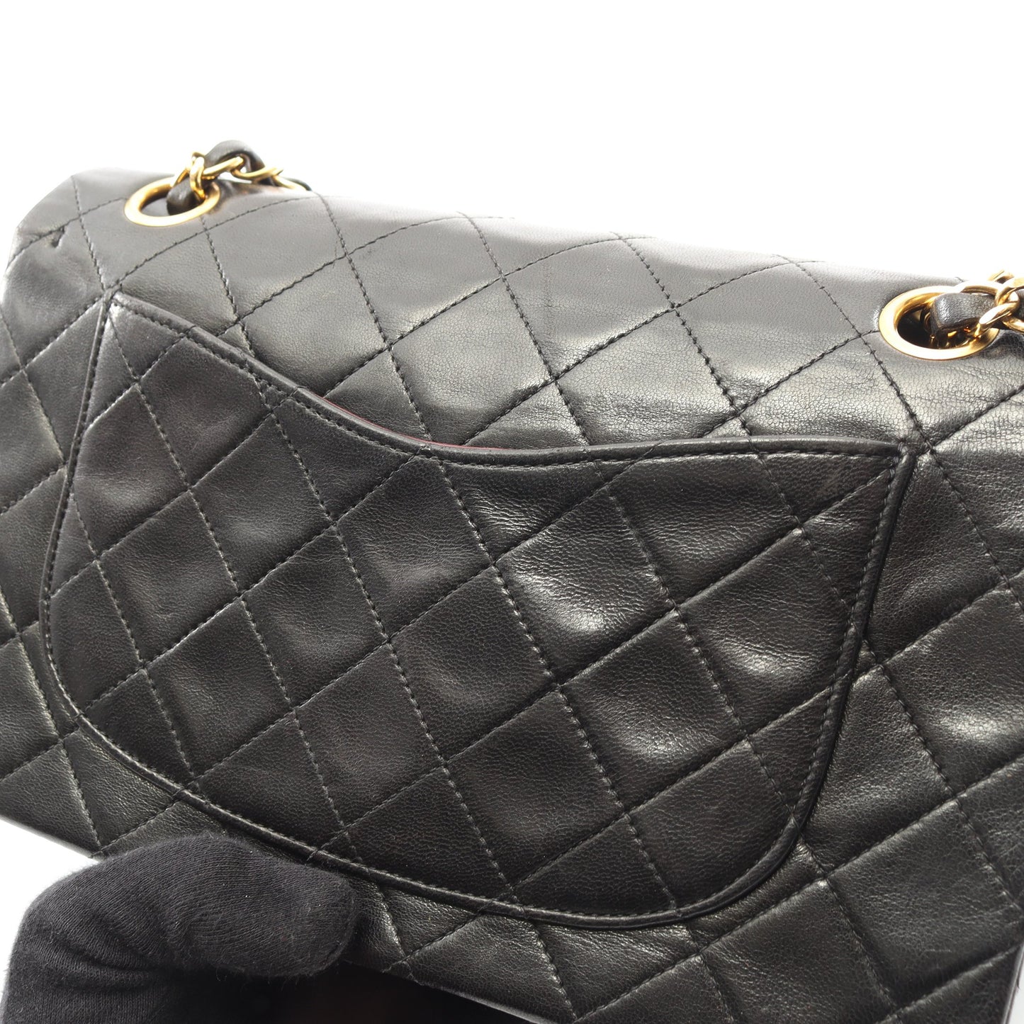 マトラッセ Wフラップ Wチェーンショルダーバッグ ラムスキン ブラック ゴールド金具 シャネル バッグ CHANEL