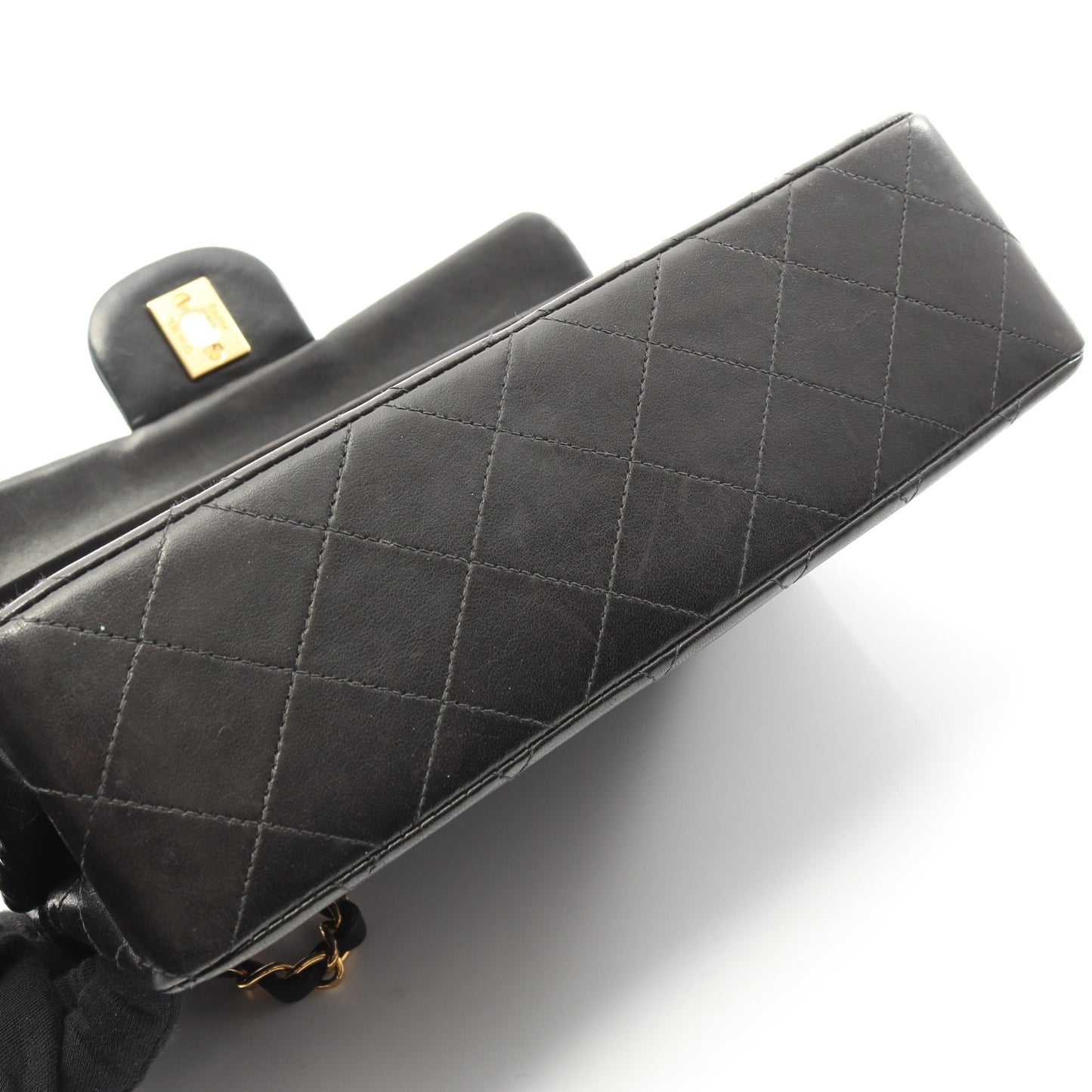 マトラッセ Wフラップ Wチェーンショルダーバッグ ラムスキン ブラック ゴールド金具 シャネル バッグ CHANEL