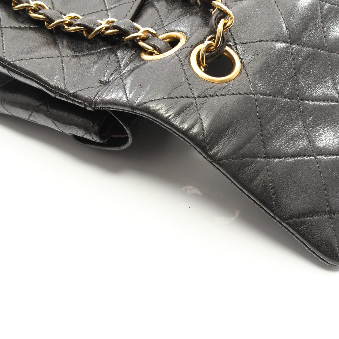 マトラッセ Wフラップ Wチェーンショルダーバッグ ラムスキン ブラック ゴールド金具 シャネル バッグ CHANEL