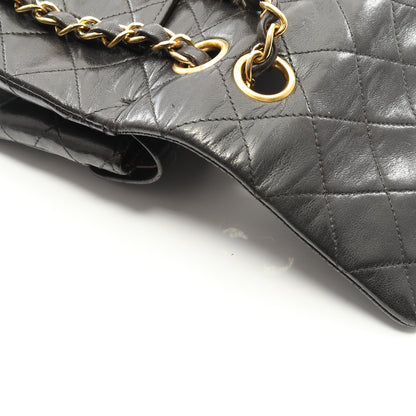 マトラッセ Wフラップ Wチェーンショルダーバッグ ラムスキン ブラック ゴールド金具 シャネル バッグ CHANEL