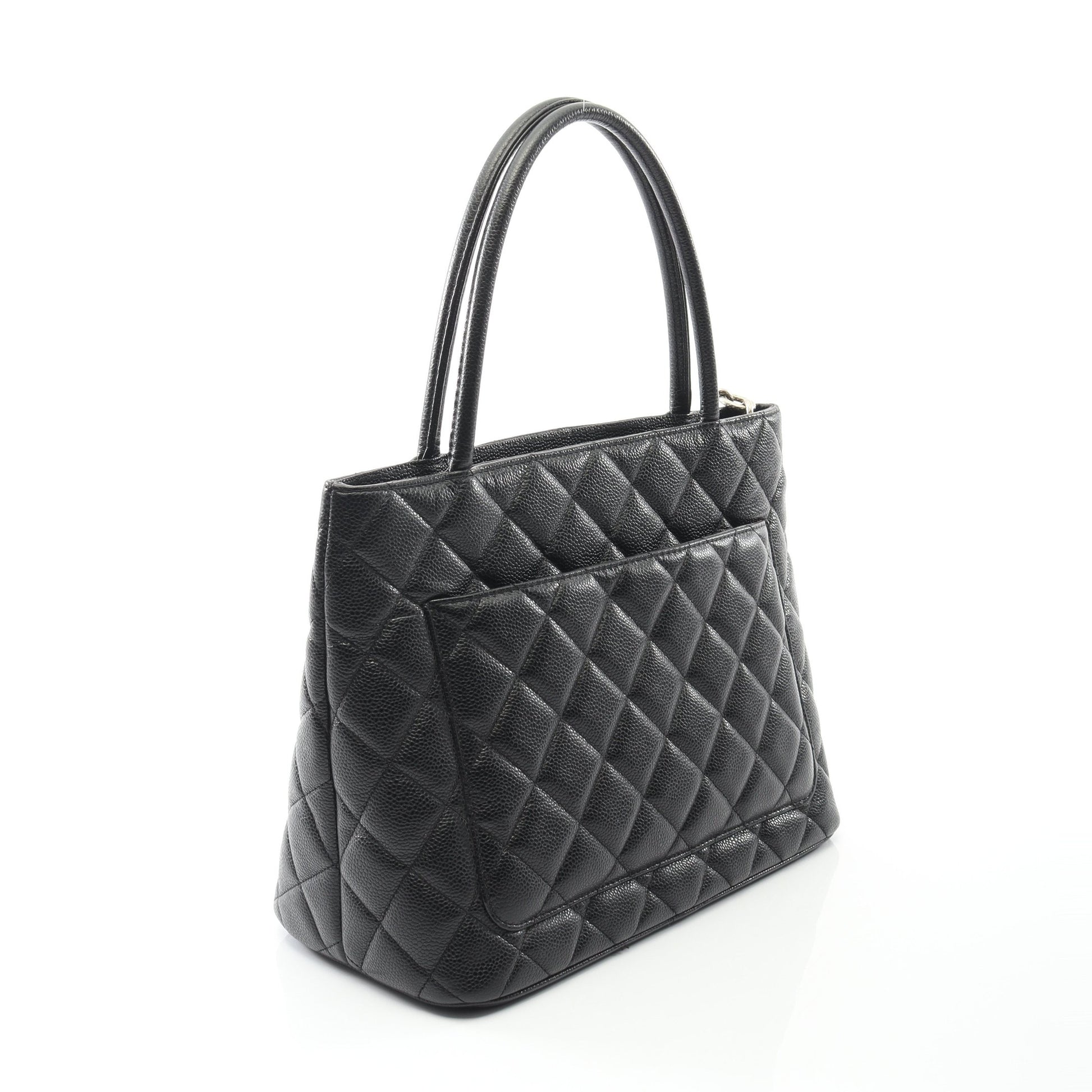 復刻トート ハンドバッグ トートバッグ キャビアスキン ブラック シルバー金具 シャネル バッグ CHANEL