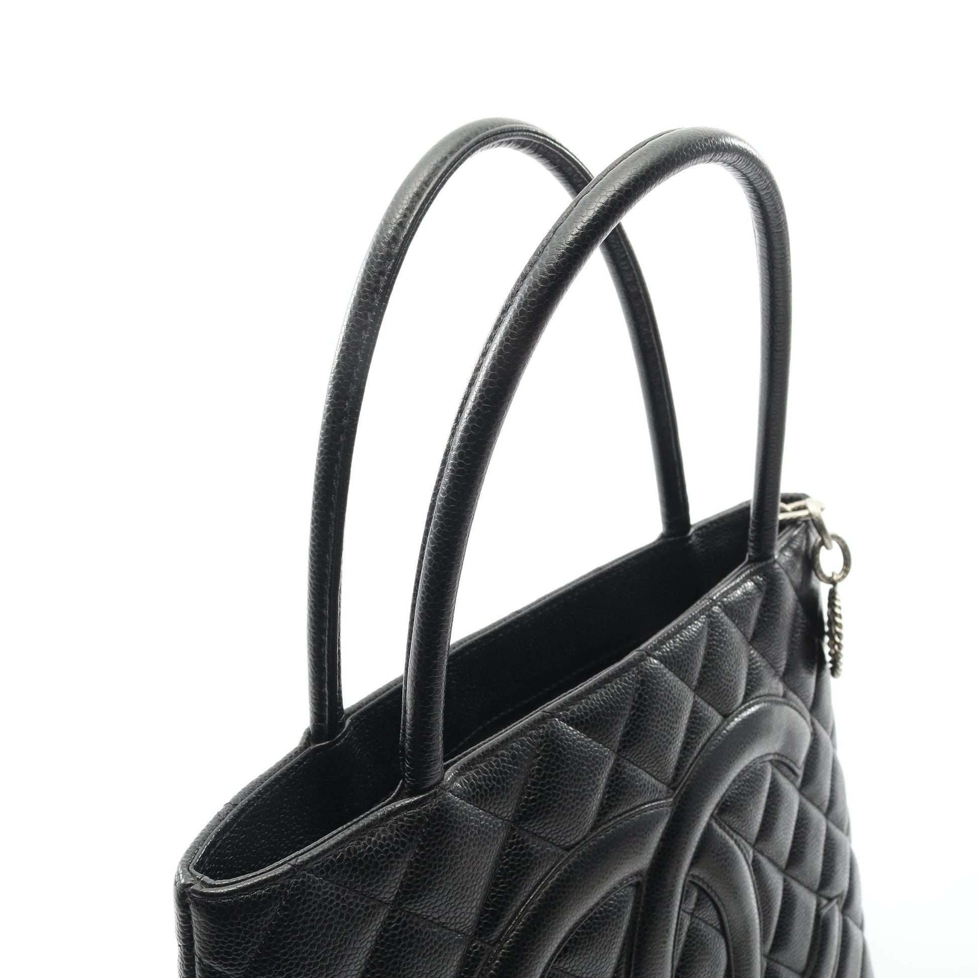 復刻トート ハンドバッグ トートバッグ キャビアスキン ブラック シルバー金具 シャネル バッグ CHANEL