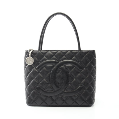 復刻トート ハンドバッグ トートバッグ キャビアスキン ブラック シルバー金具 シャネル バッグ CHANEL