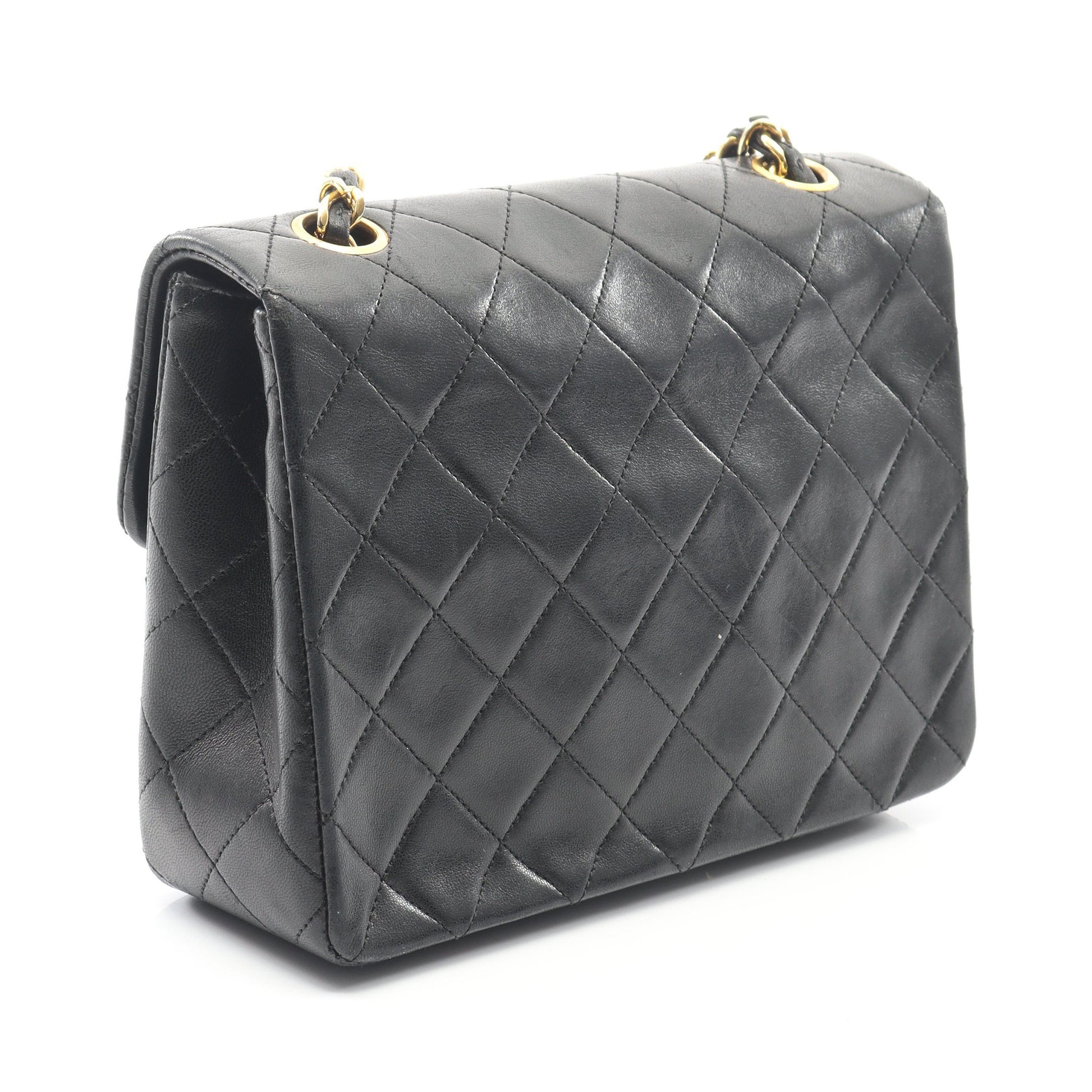ミニマトラッセ20 チェーンショルダーバッグ ラムスキン ブラック ゴールド金具 ヴィンテージ シャネル バッグ CHANEL